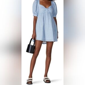 Chic Blue Checkered Mini Dress